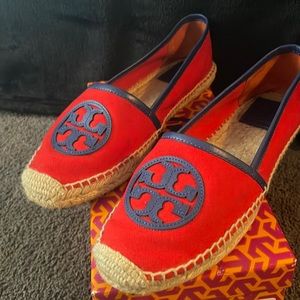 Red and blue Tory Burch shoes